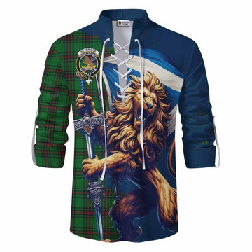 Beveridge Tartan Family Crest Ghillie Kilt Shirt with Scottish Majestic Lion Men - Tartan Vibes Clothing