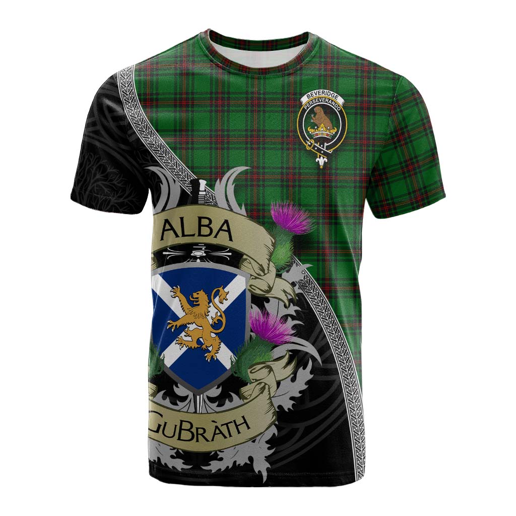 Beveridge Tartan Family Crest Cotton T-shirt Lion Rampant Royal Thistle Shield Celtic Inspired Kid's Shirt - Tartan Vibes Clothing
