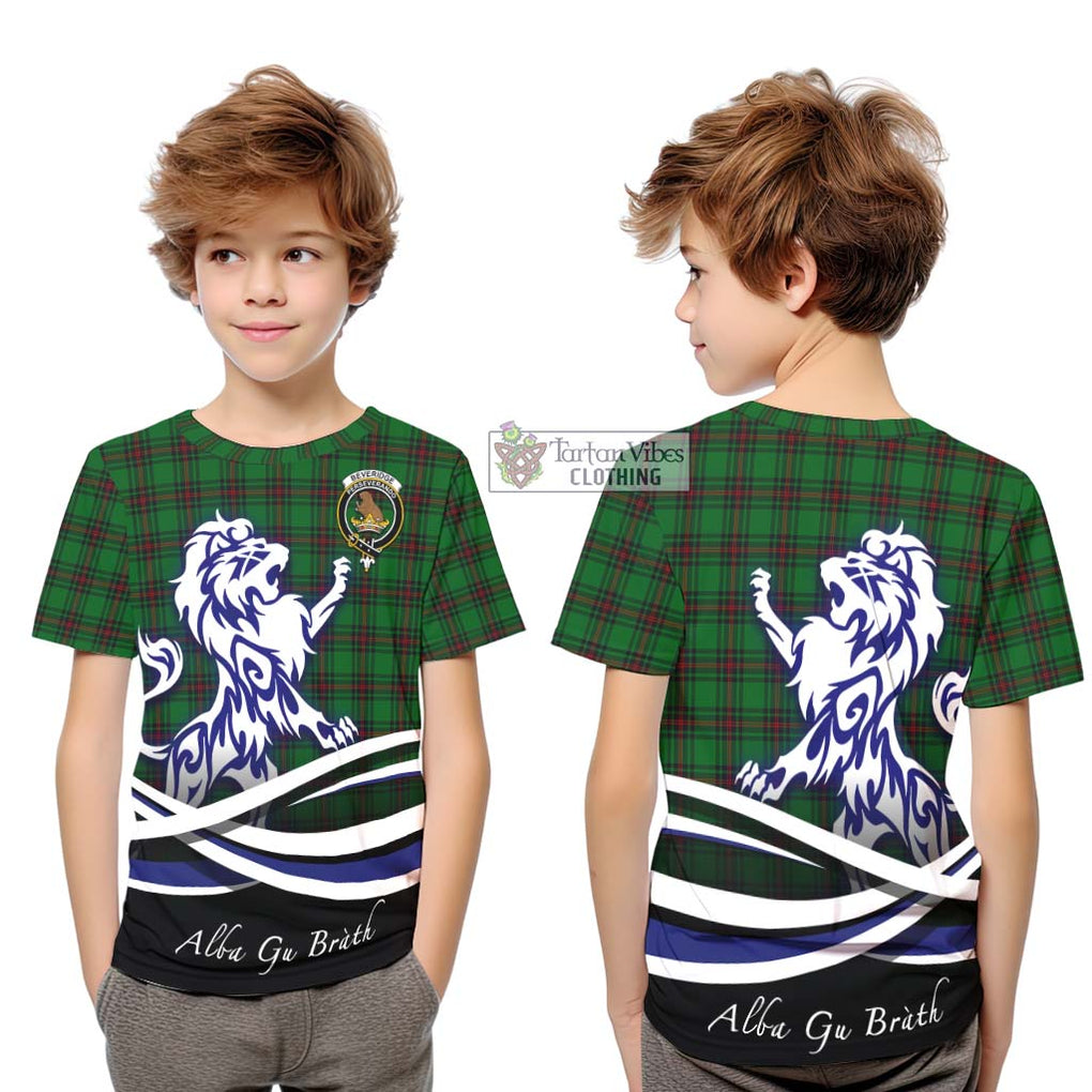 Beveridge Tartan Kid T-Shirt with Alba Gu Brath Regal Lion Emblem Youth XL Size14 - Tartan Vibes Clothing