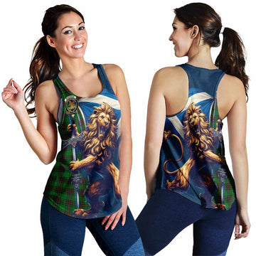 Beveridge Tartan Family Crest Women's Racerback Tanks with Scottish Majestic Lion 4XL - Tartan Vibes Clothing