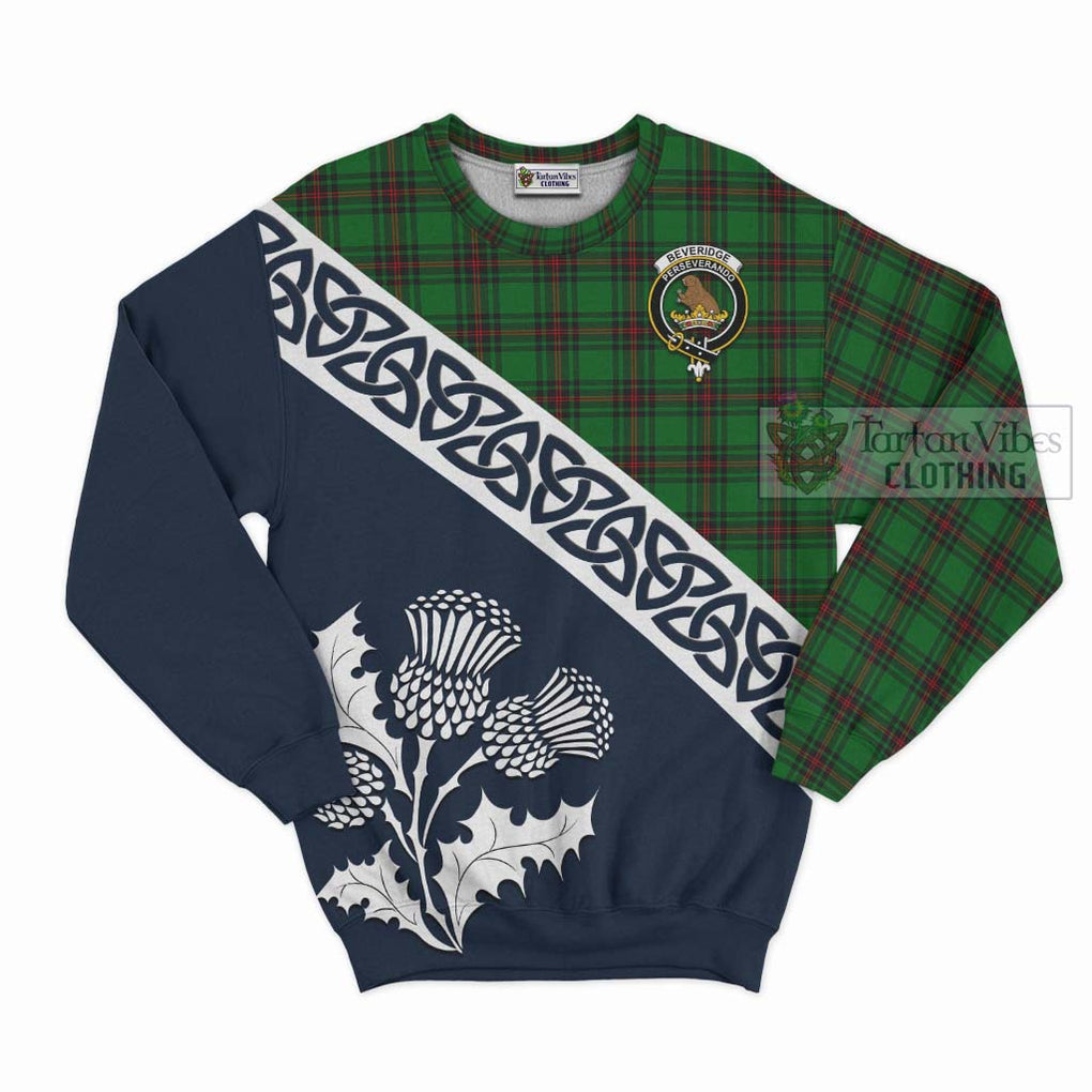 Beveridge Tartan Sweatshirt Featuring Thistle and Scotland Map Unisex - Tartan Vibes Clothing