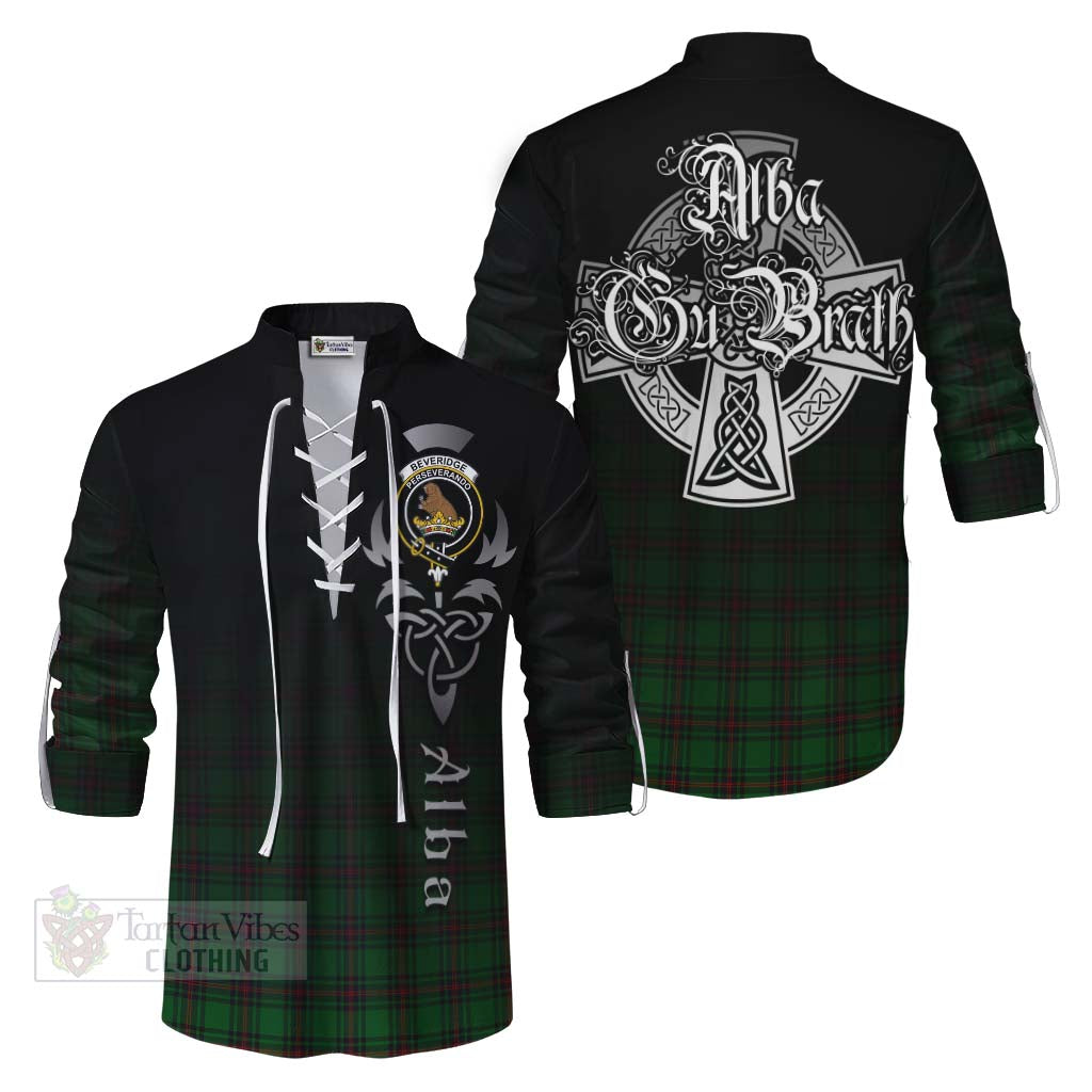 Beveridge Tartan Ghillie Kilt Shirt Featuring Alba Gu Brath Family Crest Celtic Inspired Men - Tartan Vibes Clothing