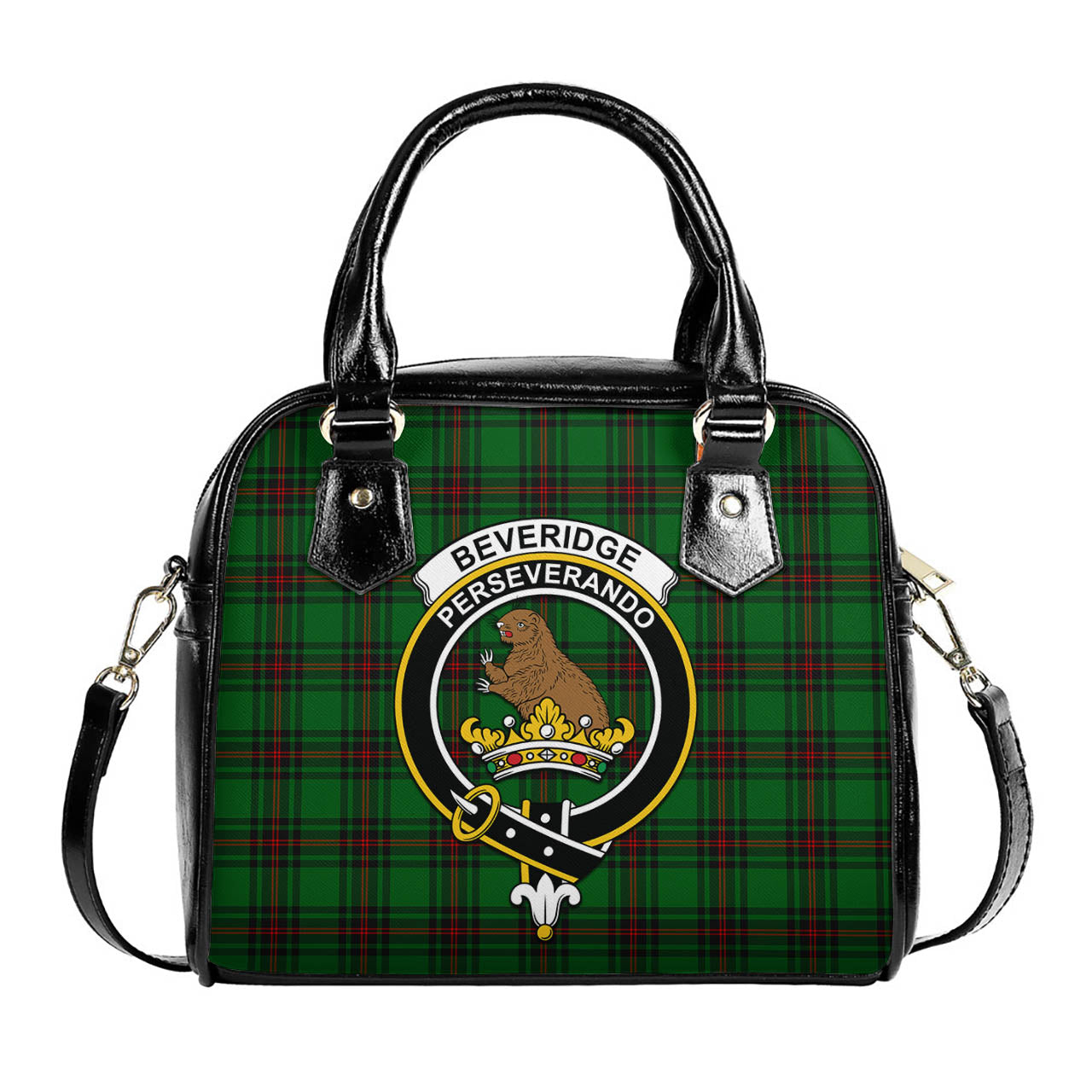 Beveridge Tartan Shoulder Handbags with Family Crest One Size 9*21*24 cm (3.54*8.27*9.45 inches) - Tartan Vibes Clothing
