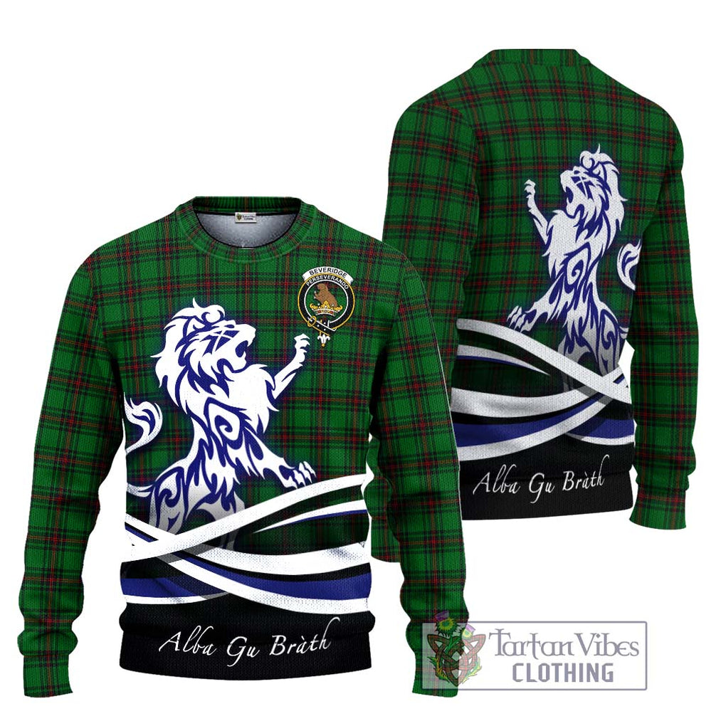 Beveridge Tartan Ugly Sweater with Alba Gu Brath Regal Lion Emblem Unisex - Tartan Vibes Clothing
