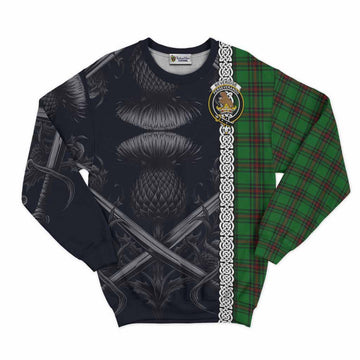 Beveridge Tartan Sweatshirt with Family Crest Cross Sword Thistle Celtic Vibes Unisex - Tartan Vibes Clothing