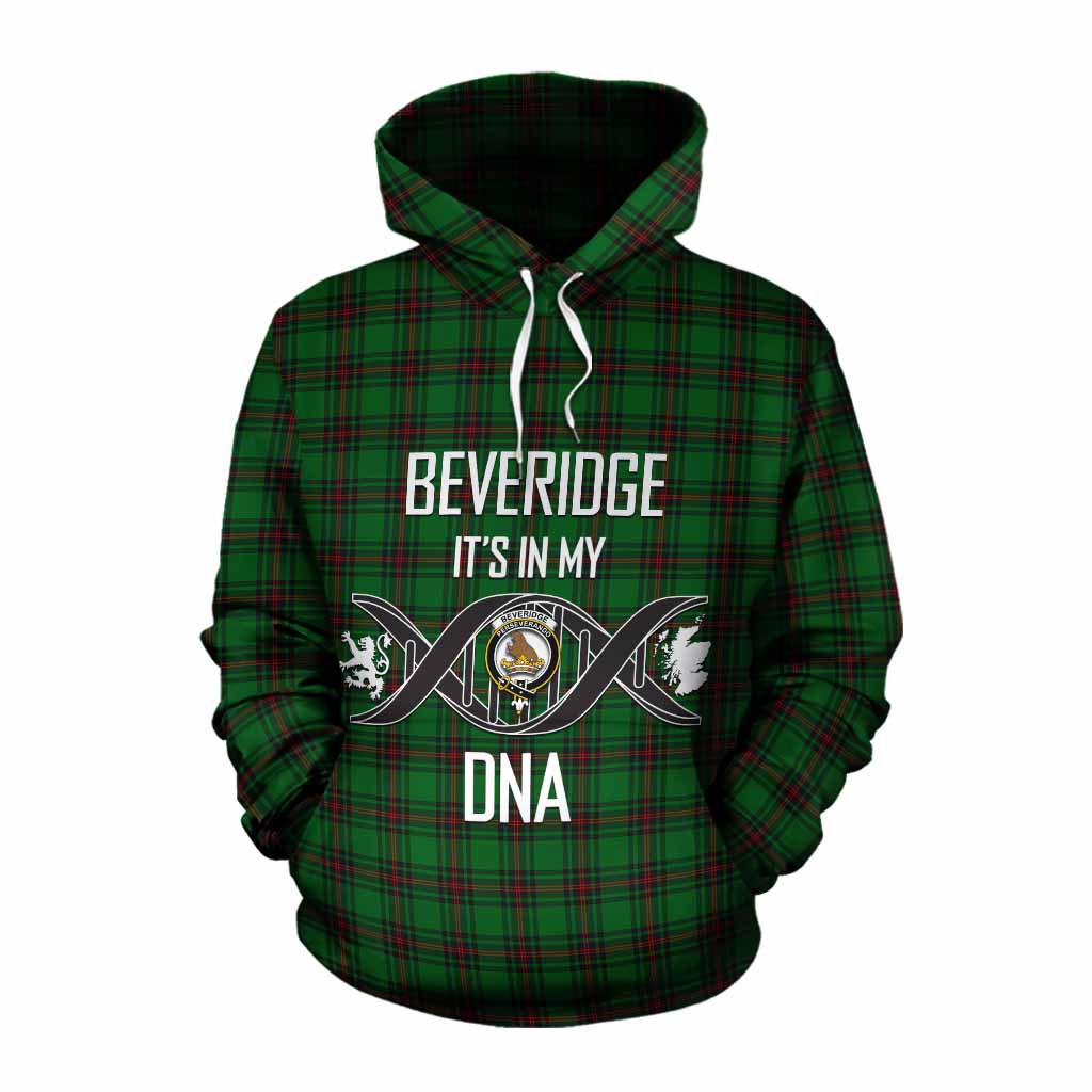 Beveridge Tartan Cotton Hoodie with Family Crest DNA In Me Style Pullover Hoodie XS - Tartan Vibes Clothing