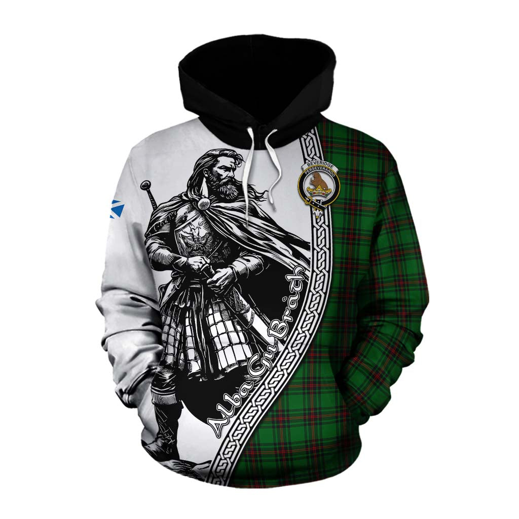 Beveridge Tartan Clan Crest Cotton Hoodie with Highlander Warrior Celtic Style Pullover Hoodie XS - Tartan Vibes Clothing