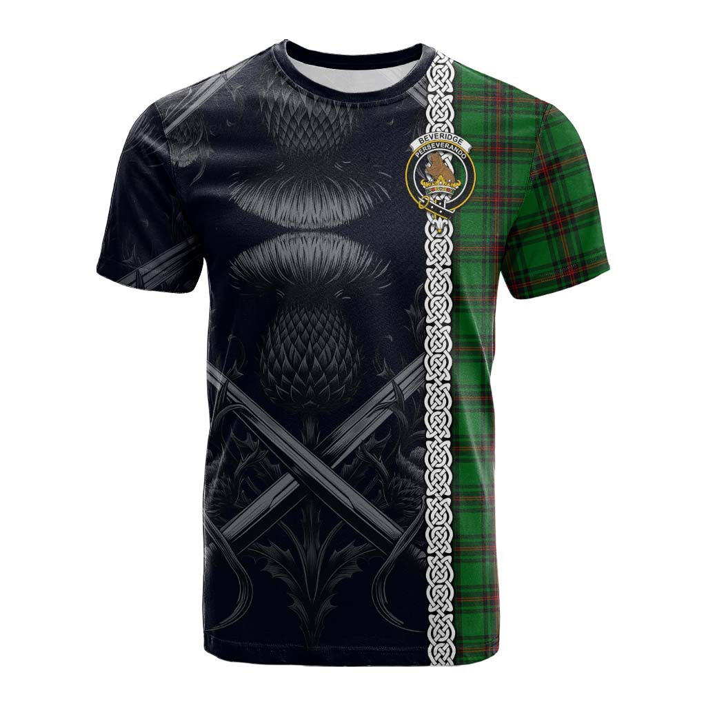 Beveridge Tartan Cotton T-shirt with Family Crest Cross Sword Thistle Celtic Vibes Kid's Shirt - Tartan Vibes Clothing