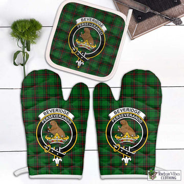Beveridge Tartan Combo Oven Mitt & Pot-Holder with Family Crest Combo 2 Oven Mitt & 1 Pot-Holder Black - Tartan Vibes Clothing
