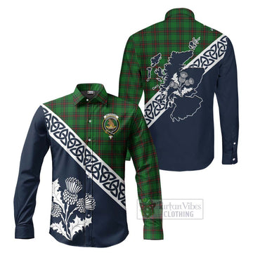 Beveridge Tartan Long Sleeve Button Shirt Featuring Thistle and Scotland Map Men's Shirt S - Tartan Vibes Clothing