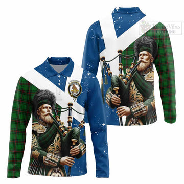 Beveridge Tartan Long Sleeve Polo Shirt with Family Crest Scottish Bagpiper Vibes Unisex - Tartan Vibes Clothing