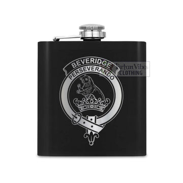 Beveridge Crest Hip Flask Set 7oz Black Stainless Steel with A Gift Box One Size 7oz - 2D-tartanvibesclothing