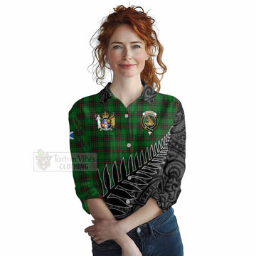 Beveridge Crest Tartan Women's Casual Shirt with New Zealand Silver Fern Half Style Female - Tartan Vibes Clothing