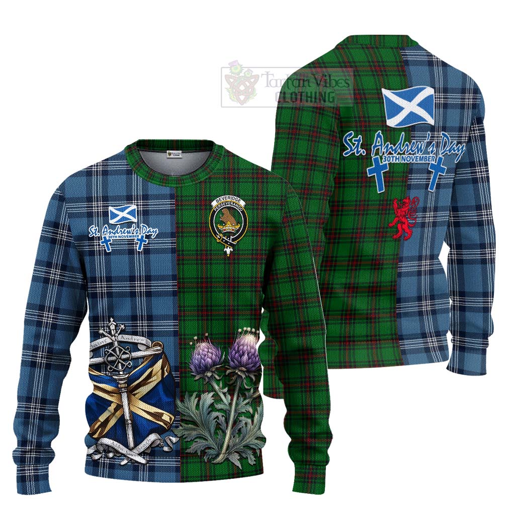 Beveridge Tartan Knitted Sweater Happy St. Andrew's Day Half Tartan Style Unisex - Tartan Vibes Clothing