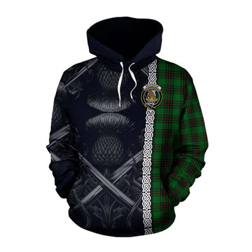 Beveridge Tartan Cotton Hoodie with Family Crest Cross Sword Thistle Celtic Vibes Pullover Hoodie XS - Tartan Vibes Clothing