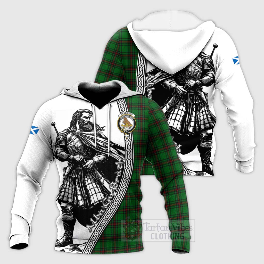 Beveridge Tartan Clan Crest Knitted Hoodie with Highlander Warrior Celtic Style Unisex Knitted Pullover Hoodie - Tartan Vibes Clothing
