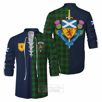 Beveridge Tartan Ghillie Kilt Shirt Alba with Scottish Lion Royal Arm Half Style Men - Tartan Vibes Clothing