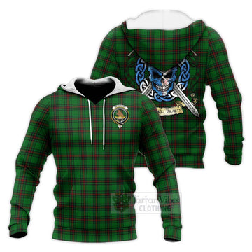 Beveridge Tartan Knitted Hoodie with Family Crest Celtic Skull Style Unisex Knitted Pullover Hoodie - Tartan Vibes Clothing