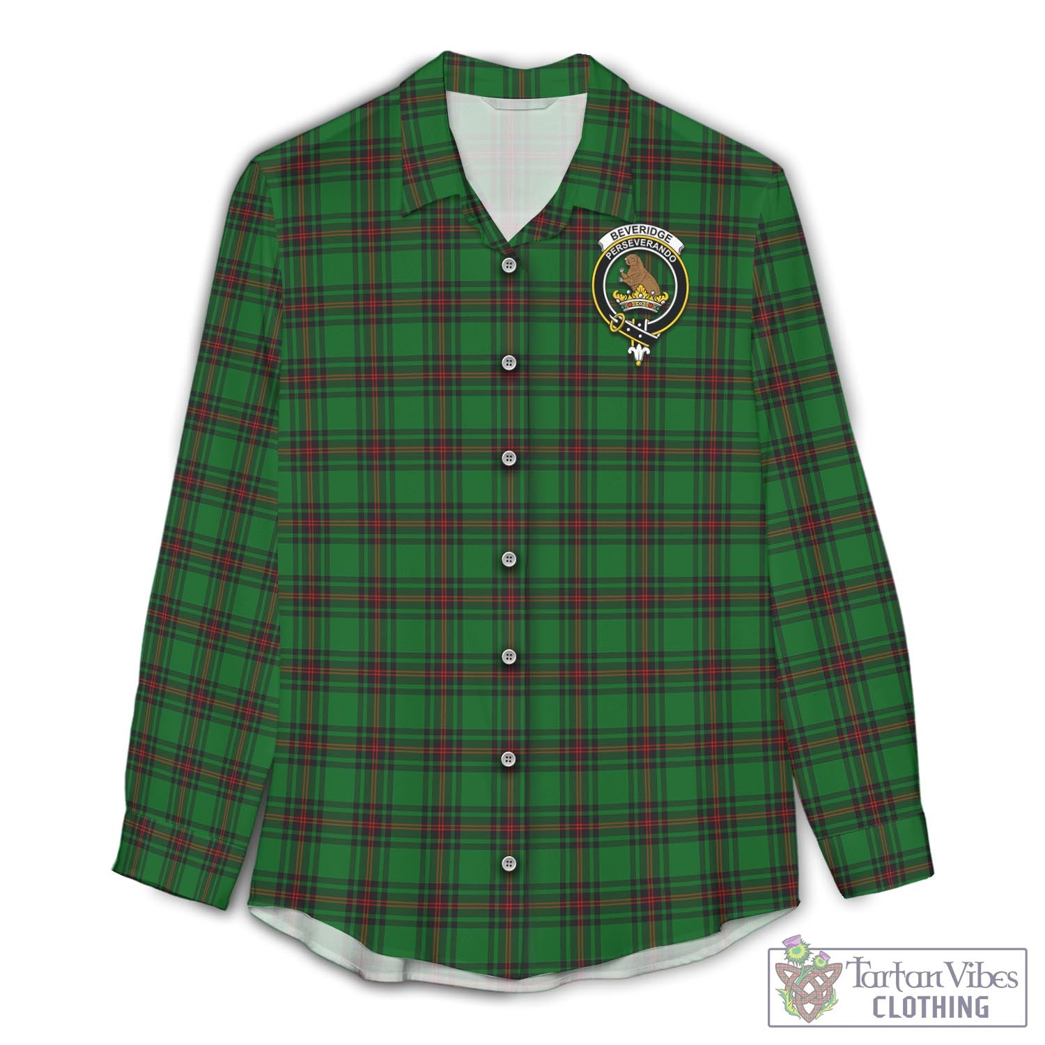 Beveridge Tartan Women's Casual Shirt with Family Crest Female - Tartan Vibes Clothing