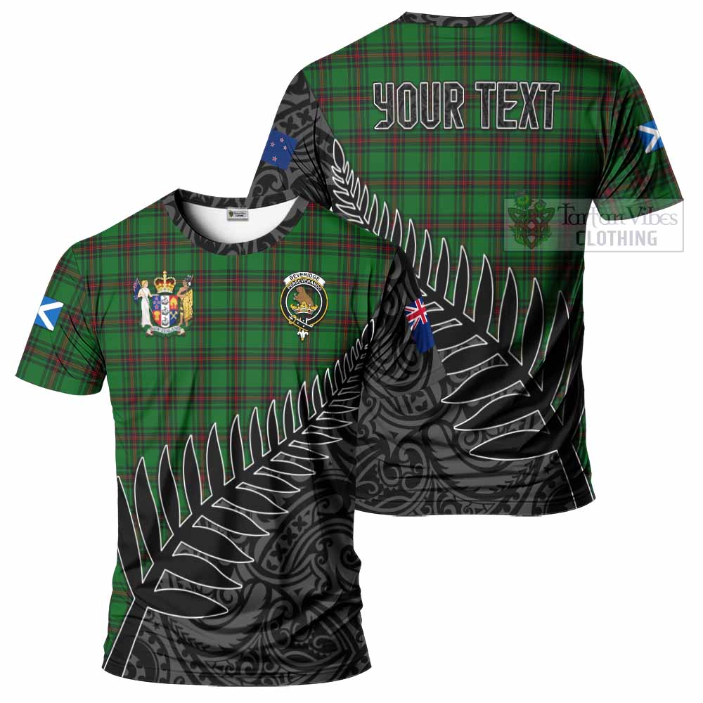 Beveridge Crest Tartan T-Shirt with New Zealand Silver Fern Half Style Kid's Shirt - Tartan Vibes Clothing