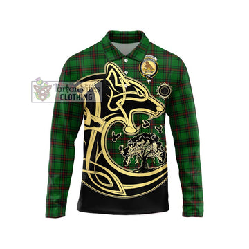 Beveridge Tartan Long Sleeve Polo Shirt with Family Crest Celtic Wolf Style Unisex - Tartan Vibes Clothing