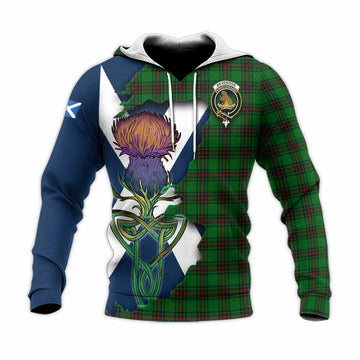 Tartan Vibes Clothing Beveridge Tartan Family Crest Knitted Hoodie Scottish Thistle Celtic Inspired