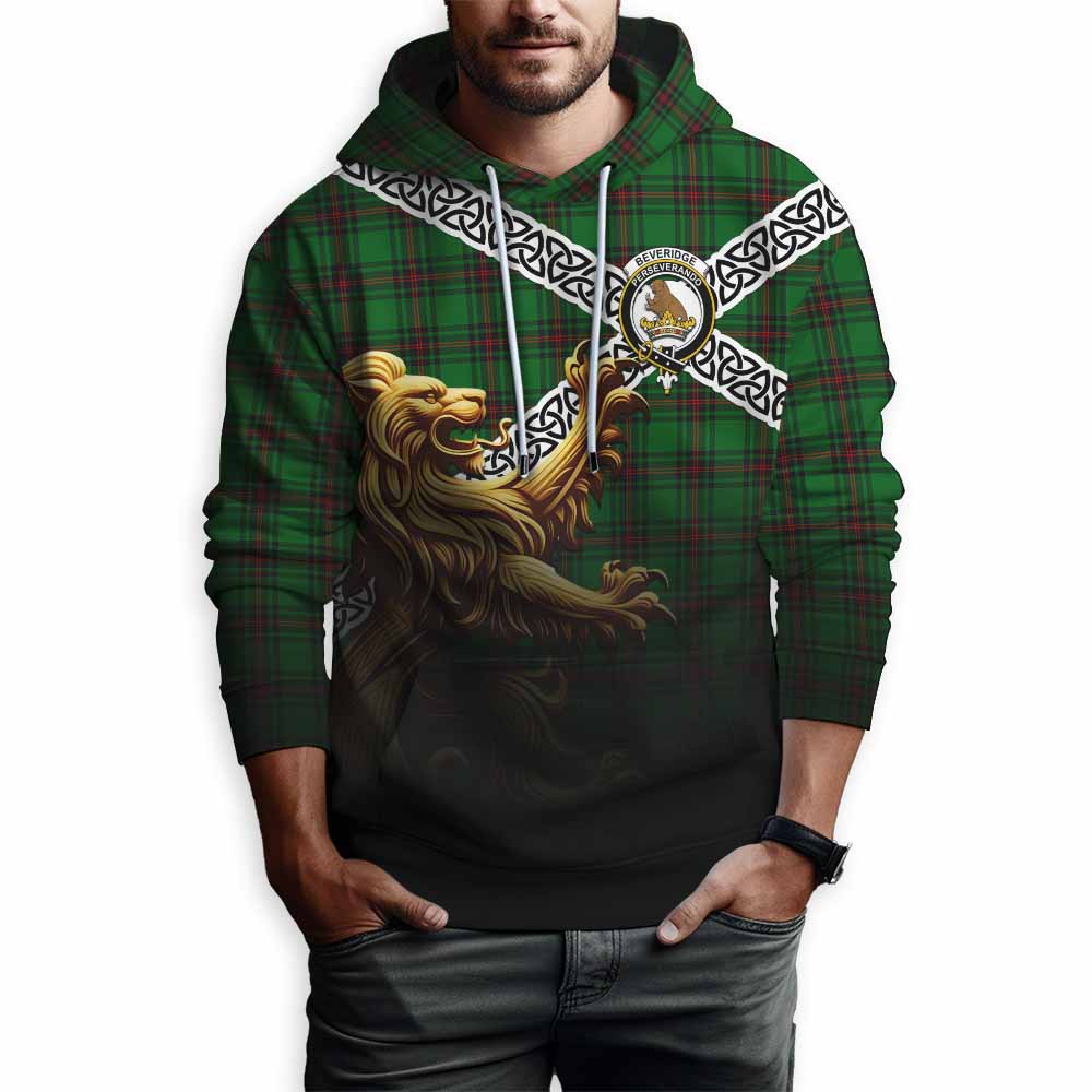Beveridge Crest Tartan Hoodie with Golden Lion Emblem Celtic Style Pullover Hoodie - Tartan Vibes Clothing