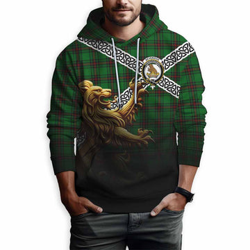 Beveridge Crest Tartan Hoodie with Golden Lion Emblem Celtic Style Pullover Hoodie - Tartan Vibes Clothing