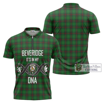 Beveridge Tartan Zipper Polo Shirt with Family Crest DNA In Me Style Unisex - Tartan Vibes Clothing