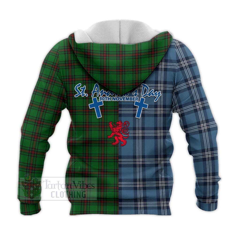 Beveridge Tartan Knitted Hoodie Happy St. Andrew's Day Half Tartan Style - Tartan Vibes Clothing