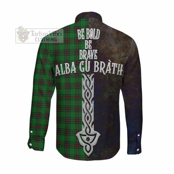 Beveridge Tartan Family Crest Long Sleeve Button Shirt Alba Gu Brath Be Brave Lion Ancient Style Men's Shirt - Tartan Vibes Clothing