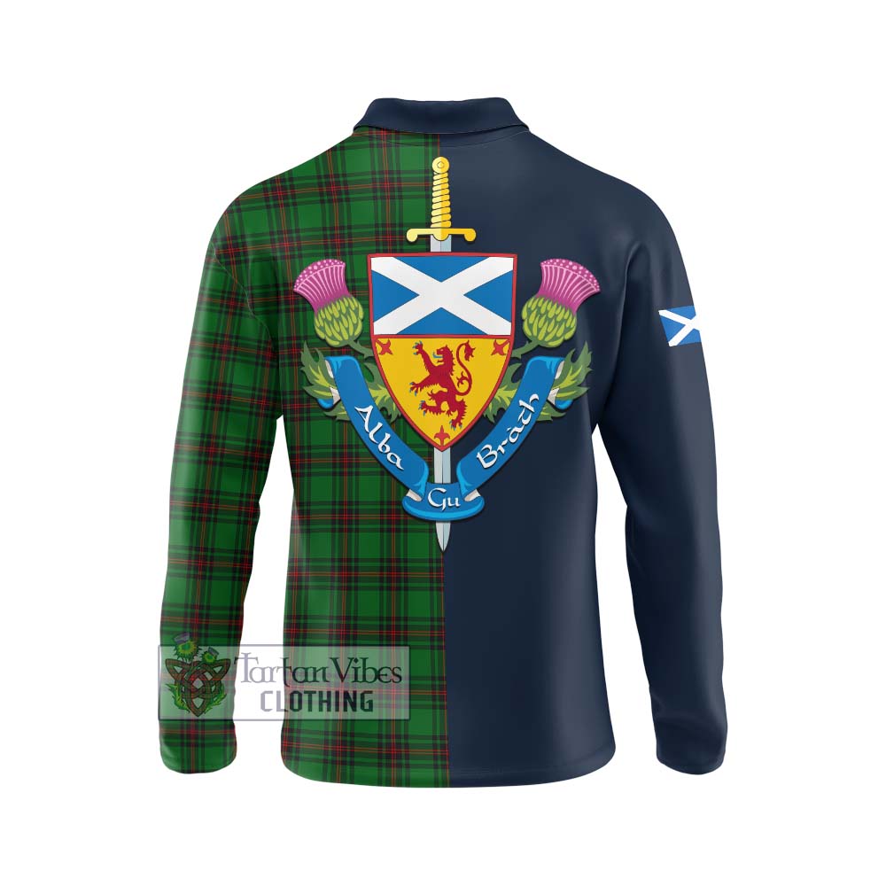 Beveridge Tartan Long Sleeve Polo Shirt Alba with Scottish Lion Royal Arm Half Style - Tartan Vibes Clothing