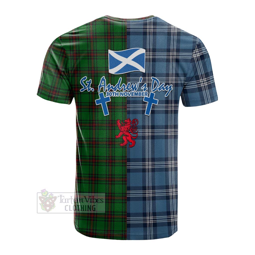 Beveridge Tartan Cotton T-shirt Happy St. Andrew's Day Half Tartan Style - Tartan Vibes Clothing
