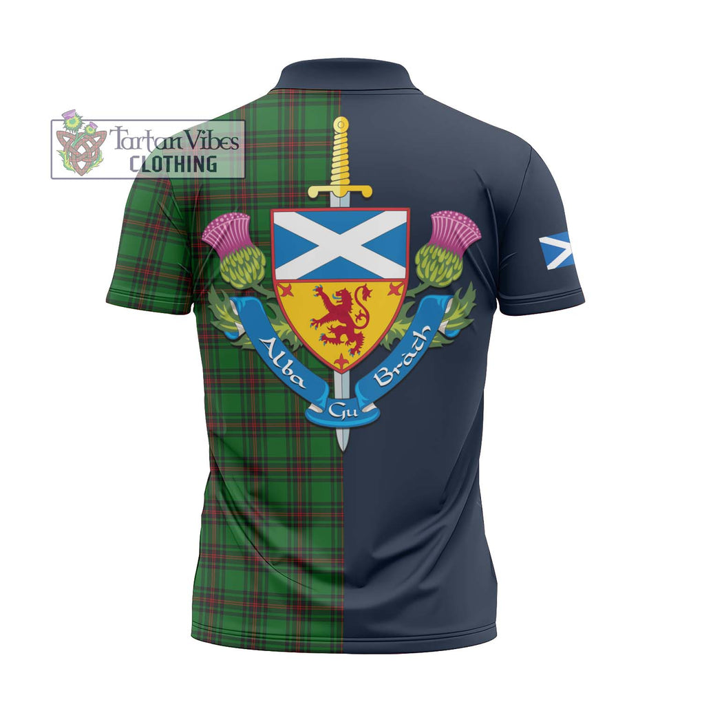 Beveridge Tartan Zipper Polo Shirt Alba with Scottish Lion Royal Arm Half Style - Tartan Vibes Clothing