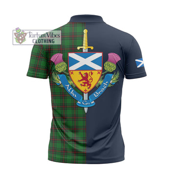 Beveridge Tartan Zipper Polo Shirt Alba with Scottish Lion Royal Arm Half Style - Tartan Vibes Clothing