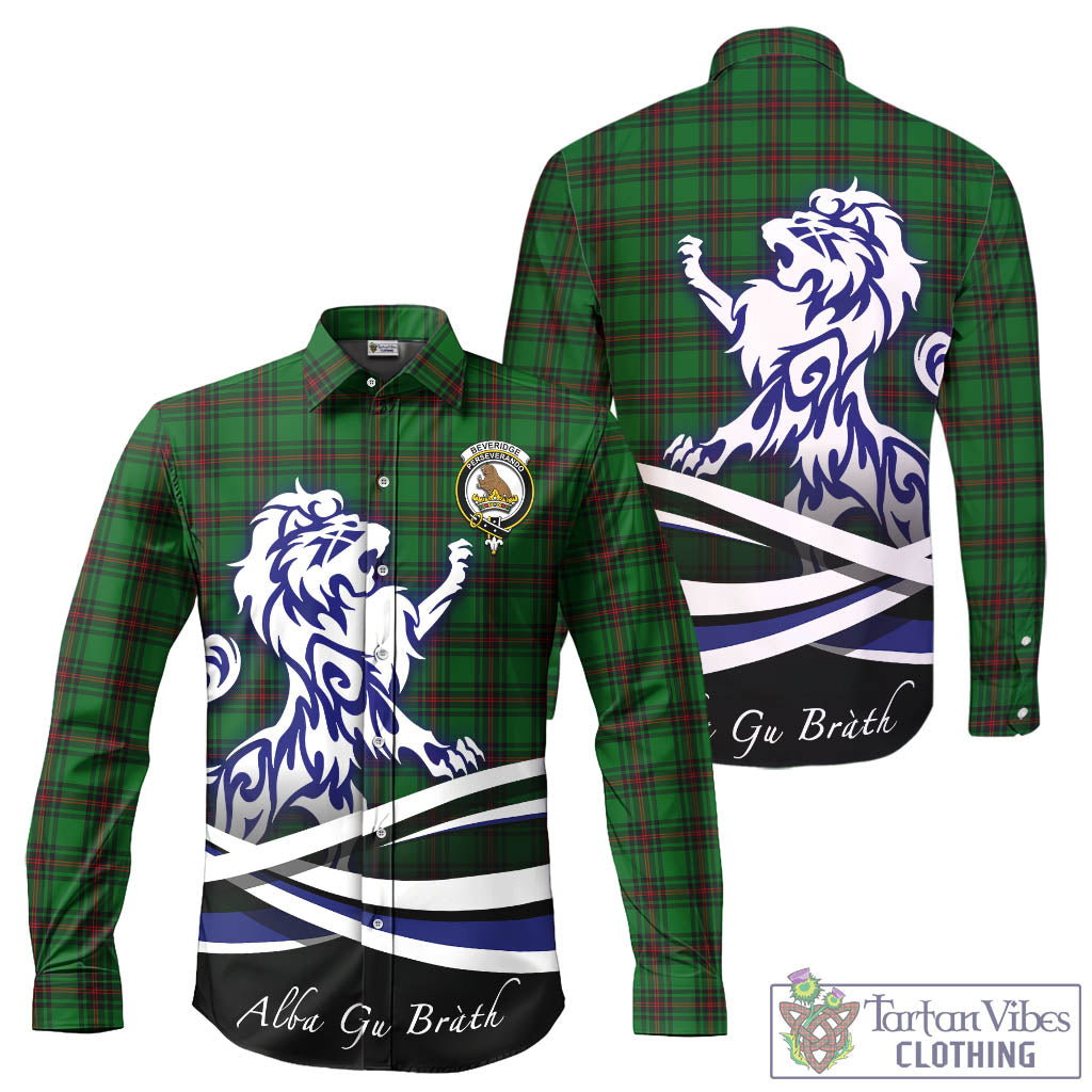 Beveridge Tartan Long Sleeve Button Up Shirt with Alba Gu Brath Regal Lion Emblem - Tartan Vibes Clothing