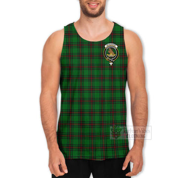 Beveridge Tartan Men's Tank Top with Family Crest and Bearded Skull Holding Bottles of Whiskey - Tartan Vibes Clothing