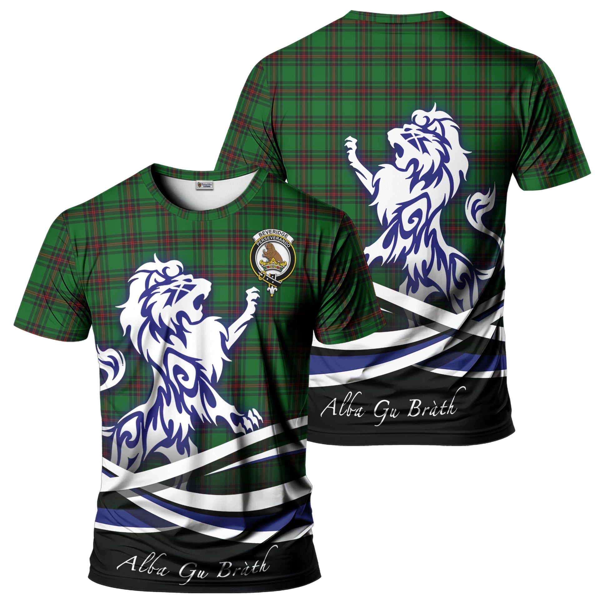 Beveridge Tartan T-Shirt with Alba Gu Brath Regal Lion Emblem - Tartan Vibes Clothing