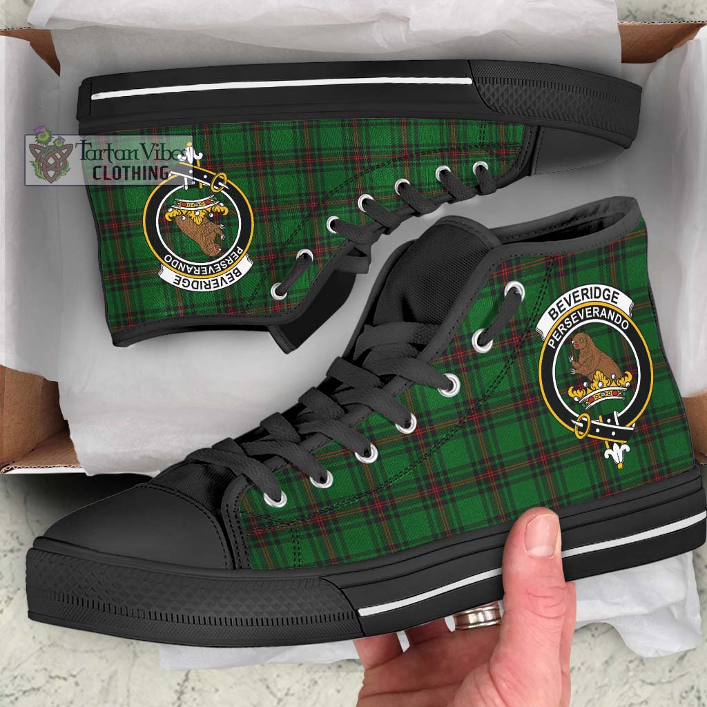 Beveridge Tartan High Top Shoes with Family Crest - Tartan Vibes Clothing