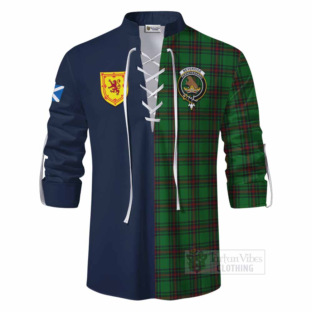 Beveridge Tartan Ghillie Kilt Shirt Alba with Scottish Lion Royal Arm Half Style - Tartan Vibes Clothing