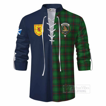 Beveridge Tartan Ghillie Kilt Shirt Alba with Scottish Lion Royal Arm Half Style - Tartan Vibes Clothing