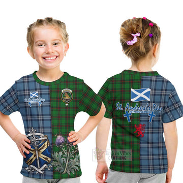 Beveridge Tartan Kid T-Shirt Happy St. Andrew's Day Half Tartan Style - Tartan Vibes Clothing