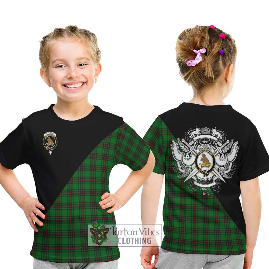 Beveridge Tartan Kid T-Shirt with Family Crest and Military Logo Style - Tartan Vibes Clothing