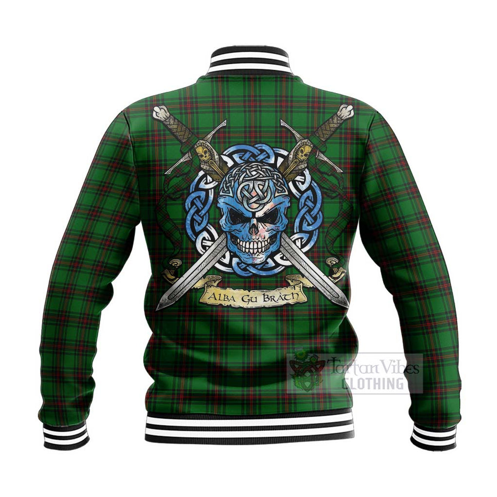 Beveridge Tartan Baseball Jacket with Family Crest Celtic Skull Style - Tartan Vibes Clothing