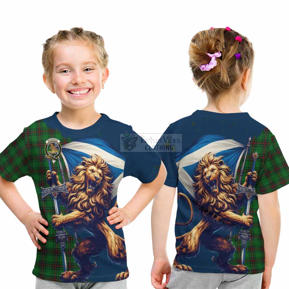 Beveridge Tartan Family Crest Kid T-Shirt with Scottish Majestic Lion - Tartan Vibes Clothing
