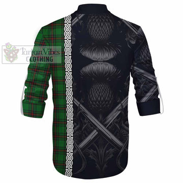 Beveridge Tartan Ghillie Kilt Shirt with Family Crest Cross Sword Thistle Celtic Vibes - Tartan Vibes Clothing