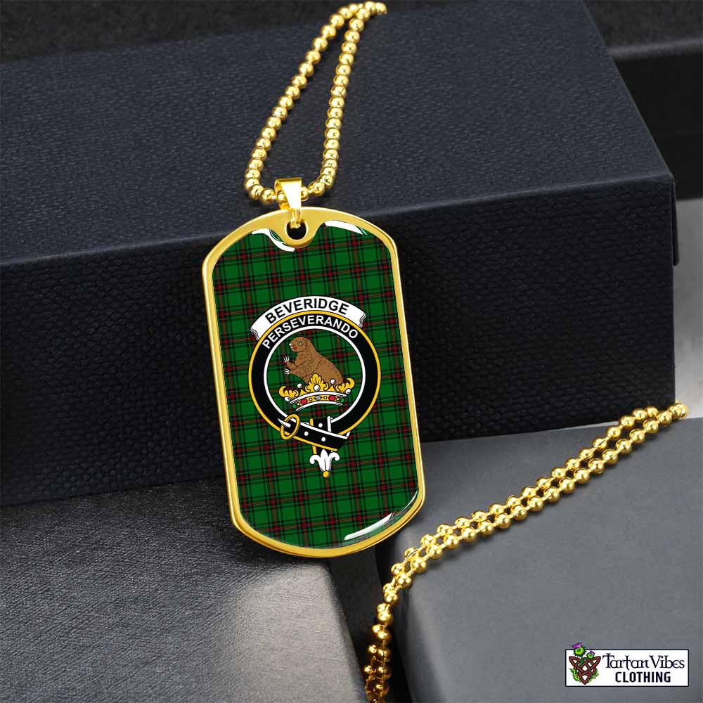 Beveridge Tartan Dog Tag Necklace with Family Crest Gold No - Tartan Vibes Clothing