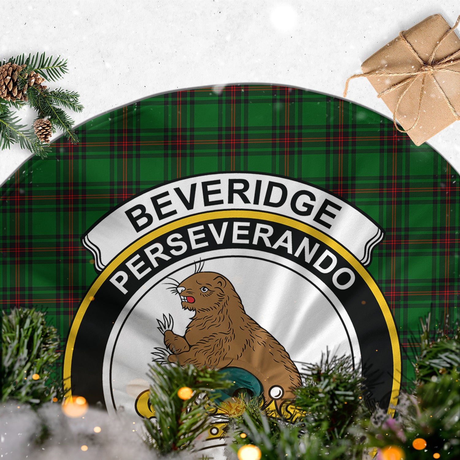Beveridge Tartan Christmas Tree Skirt with Family Crest - Tartan Vibes Clothing