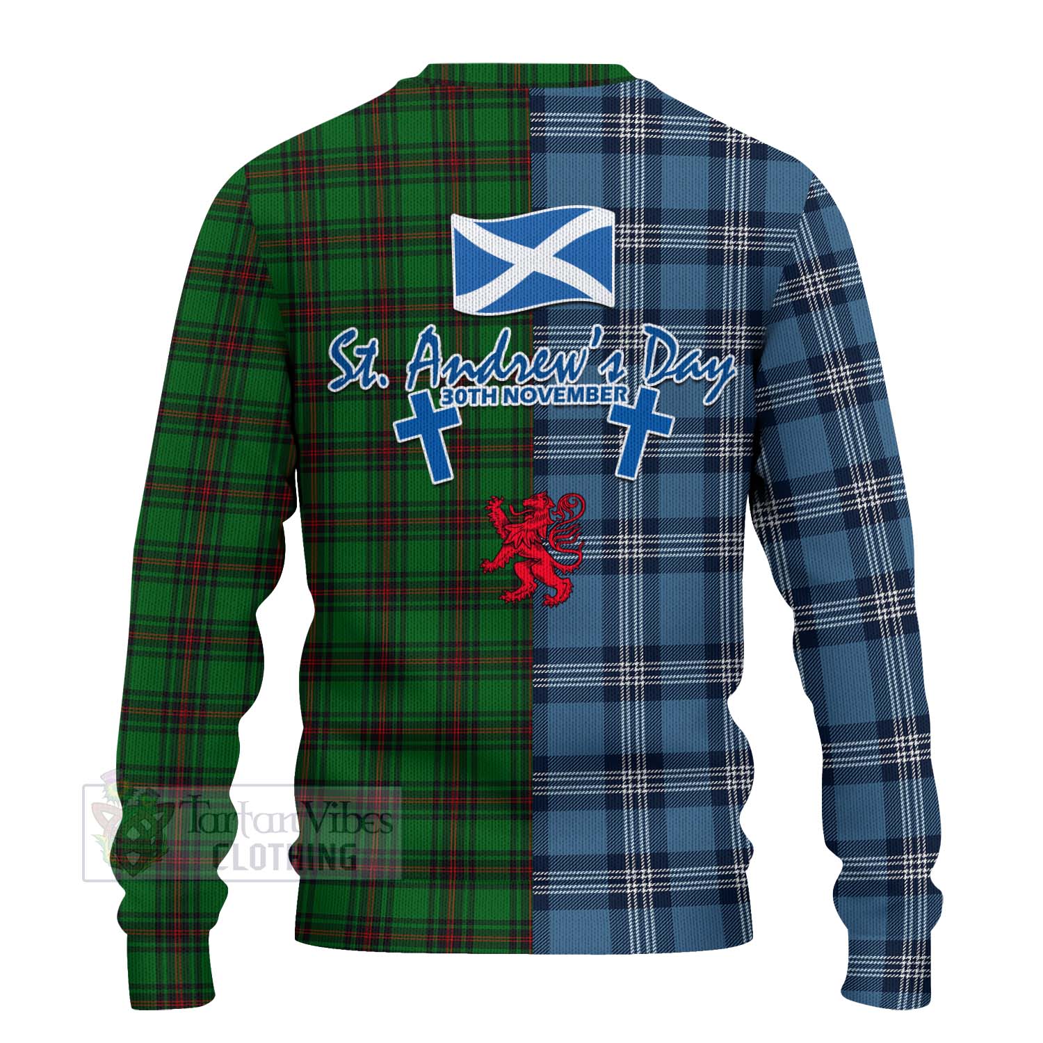 Beveridge Tartan Knitted Sweater Happy St. Andrew's Day Half Tartan Style - Tartan Vibes Clothing