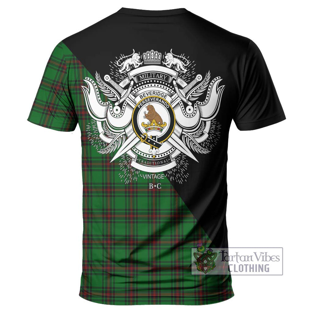 Beveridge Tartan T-Shirt with Family Crest and Military Logo Style - Tartan Vibes Clothing